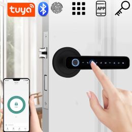 Camera's Tuya Smart Door Lock Biometrische vingerafdruk wachtwoord Locker Bluetooth Remote Control Electronic Digital Lock voor slaapkamer Home