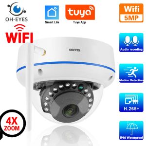 Cameras Tuya Smart Life 5MP HD WiFi Security External Dome Camera Imperproof Home Wireless Home Plafond IP Camera Video System