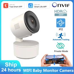 Cameras Tuya Smart WiFi 3MP IP Camera 1080p Sécurité de suivi automatique Motion détectant Interphone Intérieur Baby Monitor OnVIF