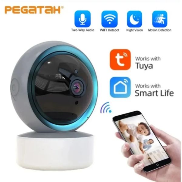 Cameras Tuya WiFi PTZ Camera 1080p HD Indoor Baby Monitor Smart Home Wireless Vision Night P2P Sécurité de la Sécurité Video IP Caméras