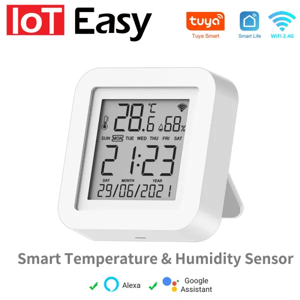 Caméras Tuya WiFi Temperature Humidity Capteur pour Smart Home Var SmartLife Thermomètre Hygromètre Support Alexa Google Assistant