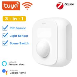 Cámaras Tuya Wifi Zigbee Mini Movimiento Humano MOVIMIENTO Sensor PIR con sensor de luz Cambie de escena Función Smart Life Home Security