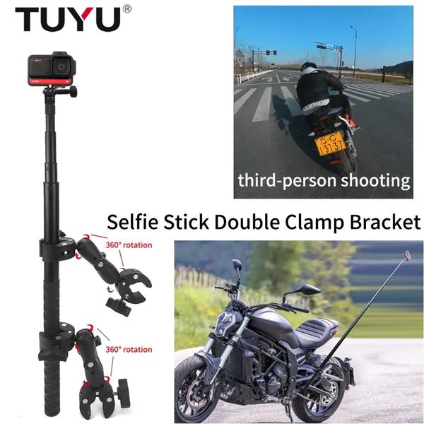 Cámaras TUYU Soporte para cámara de bicicleta para motocicleta Soporte invisible para selfie Stick Manillar para Insta360 One RS One X2 3 GoPro Max10 9DJI Accessor