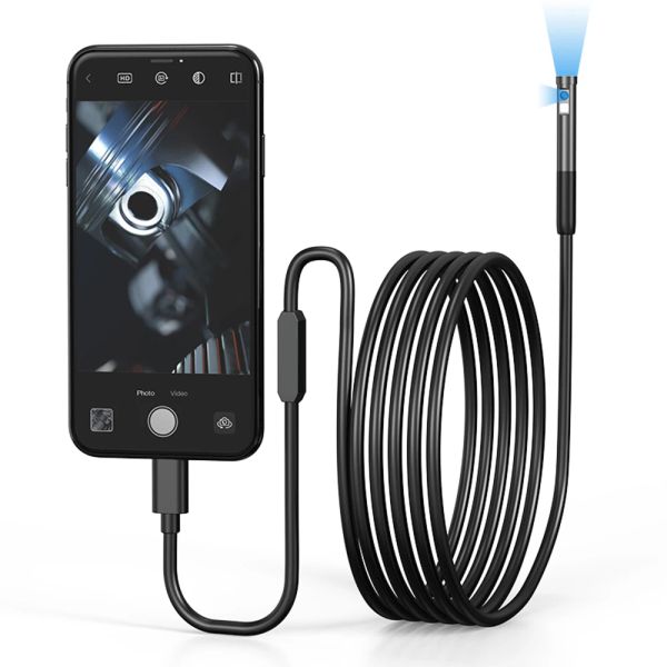 Caméras Typec Endoscope Inspection Borescope Caméra 7,9 mm lumières LED réglables intégrées IP67 imperméable pour le téléphone mobile Android iOS