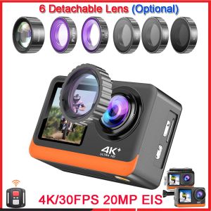 Cameras Ultra HD 4k 30fps 16MP Action WiFi Caméra double écran 2,0 IPS LCD 170 ° grand angle 30m Immasé GO GO SPORT PRO VIDEO CAM VIDEO