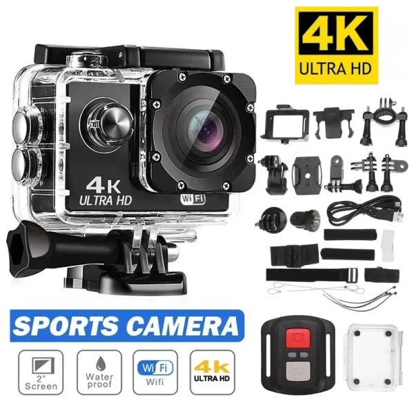 Caméras Ultra HD 4K Action Caméra 30fps / 170d Casque sous-marin étanche 2,0 pouces WiFi Remote Control Control Sports Go Video Camera Pro