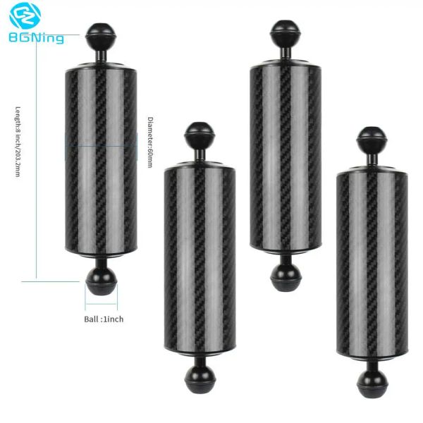 Cámaras Actualizar la bola dual de 1 pulgada Extensión de la bandeja del brazo Fibra flotante Fibra de carbono con adaptador de clip para la cámara OSMO de los teléfonos inteligentes GoPro