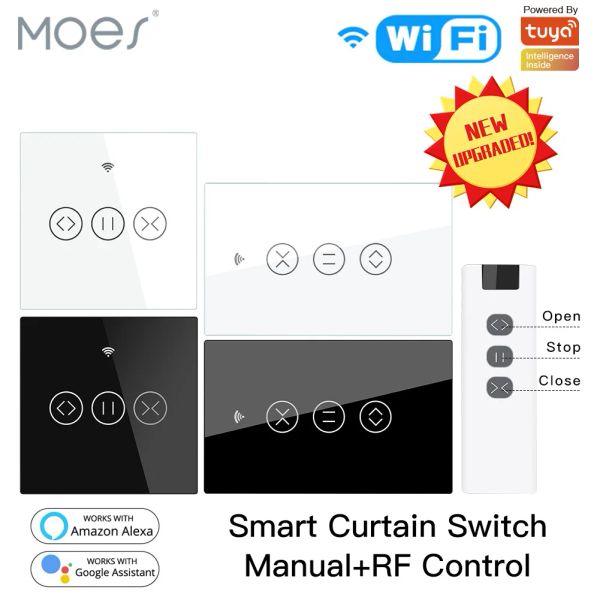 Cámaras US EU WiFi RF433 Smart Touch Curtin Roller Switch Motor Switch Tuya Smart Life App Control de control remoto funciona con Alexa Google Home