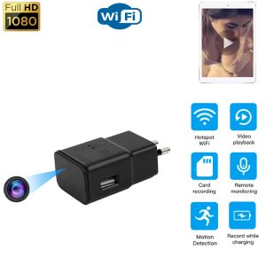 Cámaras Adaptador de cargador USB Mini Cámara IP inalámbrica Cámara IP HD 1080p Wifi Real Time Streaming App Monitoreo remoto