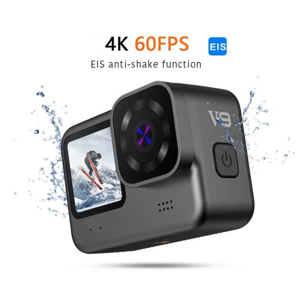 Cameras V9 Action Camera 4K 60fps Action de la caméra sportive anti-shake avec un double écran à double écran 170 °