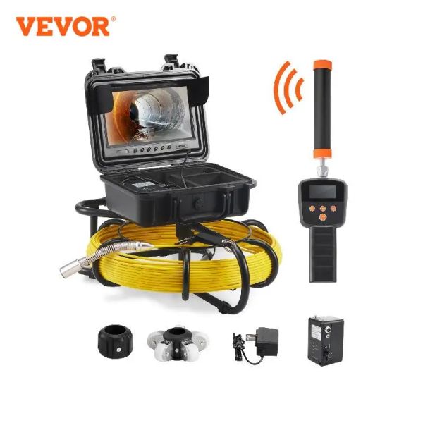 Caméras Vevor DVR Recording Pipe Inspection Camera avec 512Hz Locator IP68 9 Caméra d'égout drain avec 12 LED réglables et carte SD 16 Go