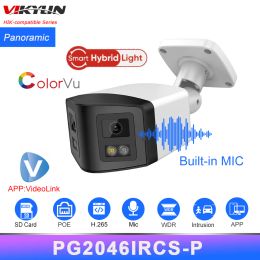 Cameras Vikylin Hikvision compatible 4MP Ircolorvu Panoramic IP Camera 2way Audio Human Detection Sd Card Slot WDR PLIGPLAY HIK NVR