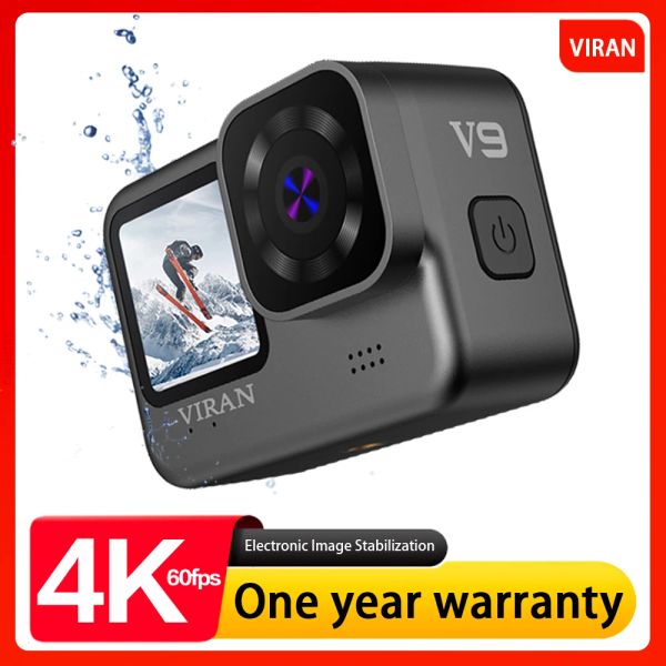 Cameras Viran 4K60FPS WiFi AntiShepake Action Camera V9 avec écran de télécommande APACER SPORTAT ARRÉPRÉPOR