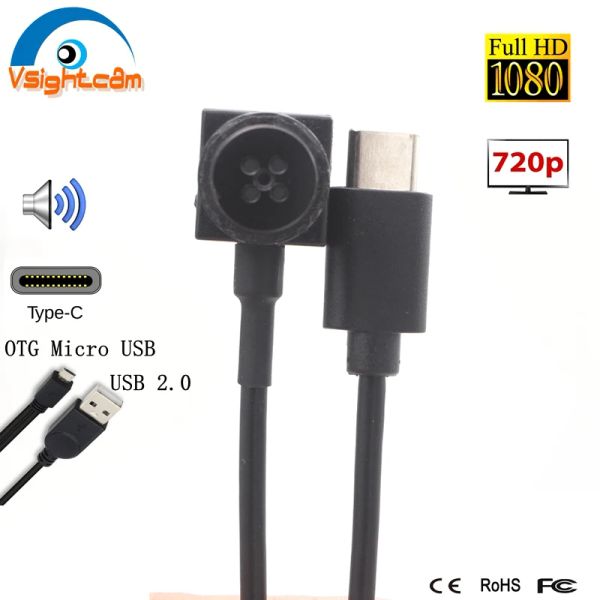 Cameras VSightCam 15 * 15 mm Mini Taille de type C Caméra USB 1080p 720p CCTV Button Audio OTG USB Camera pour les téléphones mobiles Android