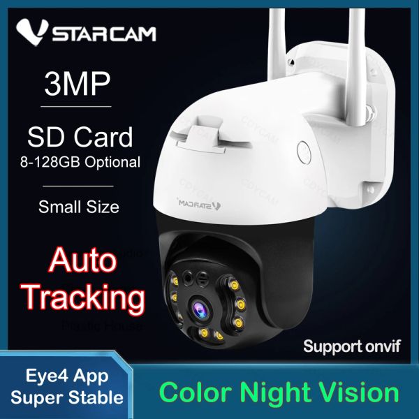 Cameras Vstarcam 3MP PTZ IP CAME CAMERIE DIGITAL ZOOM WIFI OUTDOOOR AI HUMAN DETECTION AUDIO 1080P Sécurité sans fil CCTV CAME P2P RTSP CAM