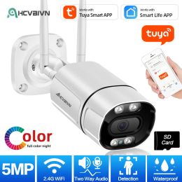 Camera's Waterdicht 5MP IP -camera HD WiFi Wireless Surveillance Bullet Camara Outdoor Color Night Vision Home Security Camara 2 Way Audio