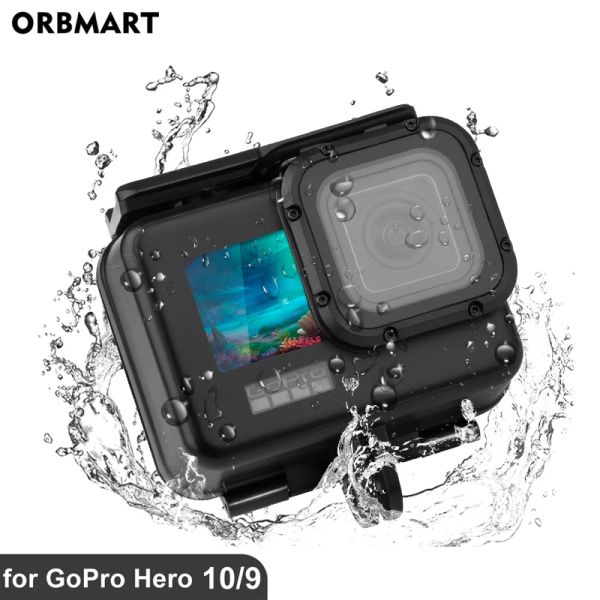 Cámaras Case de alojamiento impermeable para GoPro Hero 11 10 9 Cubierta submarina protectora de buceo negro para Go Pro 10 9 GOPRO9 HERO9 Accesorios