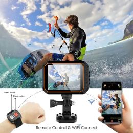 Camera's WiFi Action Camera 4K 60fps met externe bedieningscherm Waterdichte HD Sport Camcorder Drive Recorder Bicycle Video Camera -helm