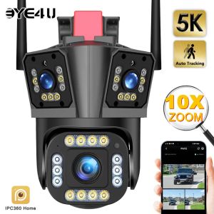 Cámaras Cámara IP Wifi 5K 12MP HD Tres lentes 10x Zoom PTZ Cam Outdoor Auto Tracking 2K Dual Security Camera de seguridad Impermeable Vigilancia