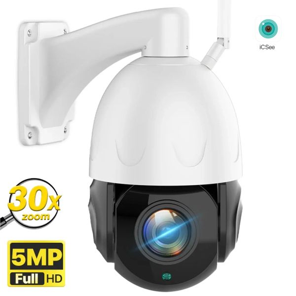 Cámaras Wifi IP Camera 5MP HD 30X Óptico Zoom Outdoor PTZ Speed Dome Cámara Detección Humana Cámara de seguridad P2P Vigilancia CCTV ICSEE