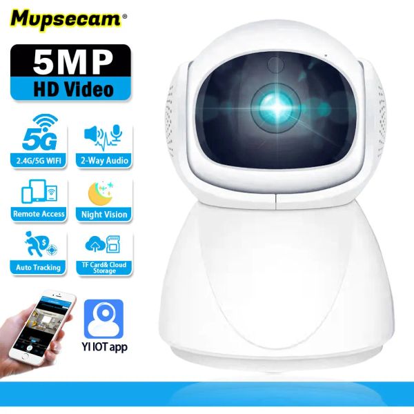 Caméras Caméra de surveillance WiFi 5MP Indoor Wireless AI Tracking PTZ Accès à distance CCTV Home Home Baby Security Protection Mini Camerie