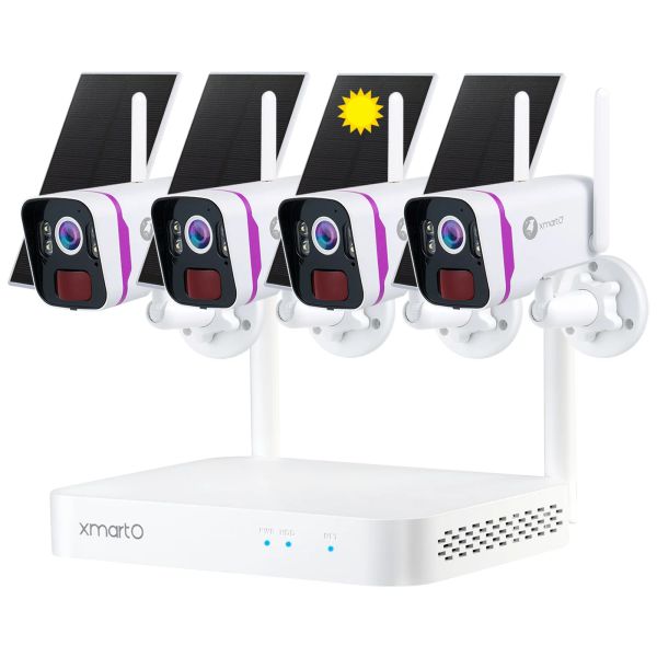 Cameras Xmarto 100% Système de caméra de sécurité à domicile solaire Wirefre