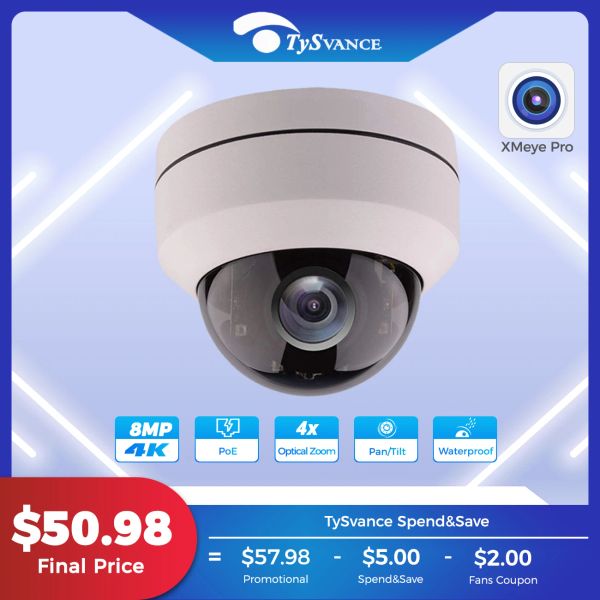 Cámaras XMEYE PRO 4K 8MP 5MP PTZ POE Cámara IP IR IR 50m Video interior CCTV Security Dome 5.0MP 4x Vigilancia óptica IP66 IP66 IP66