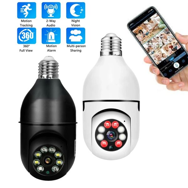 Caméras ycc365 plus e27 Surveillance Bulb Camera Vision nocturne Couleur Full Color Automatique Tracking Zoom Security Baby Monitor WiFi