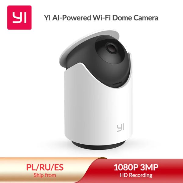 Caméras Yi Camera 1080p WiFi Dome Camera FHD avec détection de visage CAM CAM 360 ° Croisière automatique Vision nocturne sans fil