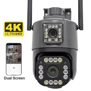 Cameras Yoosee 4K 8MP WiFi PTZ Camera Double Lens Sécurité de surveillance étanche