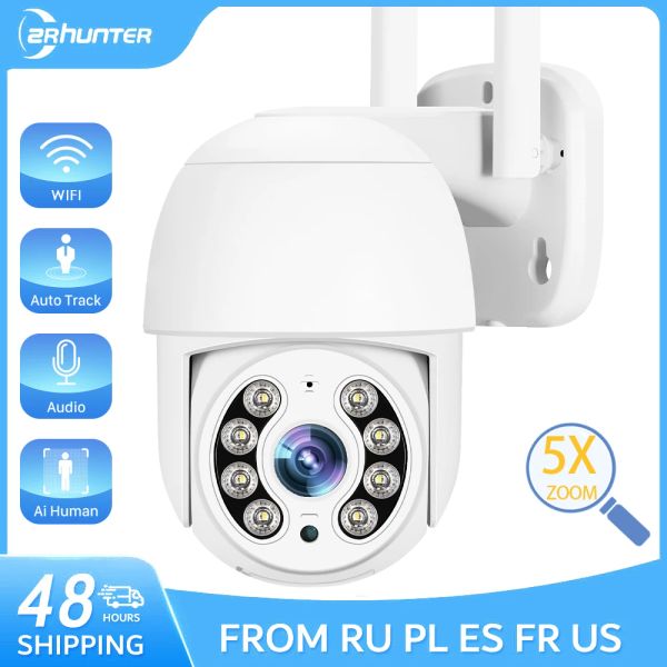 Caméras Zrhunter PTZ IP Camera 4MP Outdoor WiFi Security Camera 2MP 5X Digital Human Detection Vision Night Vision de surveillance