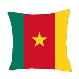 Cameroun Flag Throwpillow Factory Supply Good Prix Polyester Satin Couvercle pour canapé Oreiller de coussin décoratif