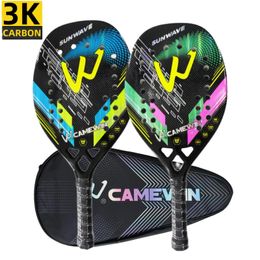 Camewin Strand Tennisracket 3K Full Carbon Fiber Ruw Oppervlak Buitensporten Bal Voor Mannen Vrouwen Volwassen Senior speler 240122