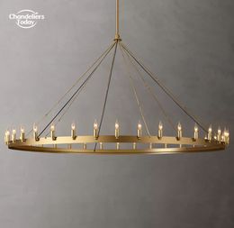 Camino Vintage candélabres ronds lustres éclairage moderne anneau LED pendentif lumières pour salle à manger salon ferme lampes Lustre