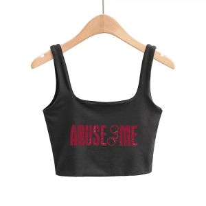 Camis ABUSE ME Lettres Femmes Camis Filles Sexy Slim Tops Femme Vêtements Mignons Sans Manches Double Nylon Dames Bonne Qualité Tops Tees