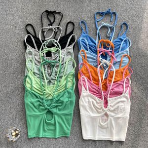 Camis Chic Découpé Licou Sling Tops Sexy Dos Nu Débardeurs Y2k Mode Camis Coréen Mignon Haut Court Été Femmes Vêtements Streetwear