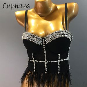 Camis Cupnaya Glitter Diamante Vrouwen Crop Top Spaghatti Veer Bustier Zomer Sexy Clubwear Cami Corset Bralet Zwart Wit