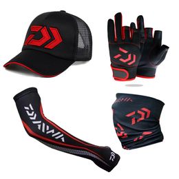 Camis Daiwa Protection solaire combinaison de pêche gants de pêche manches écharpe Bandana ensemble cache-cou casquette de pêche pour hommes garde-bras de cyclisme