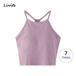 Camis LORIOT côtelé dos nu soutien-gorge Camisole pour femmes boléro Sando Singlet gilet licou cou sans manches Sexy décontracté SA1191