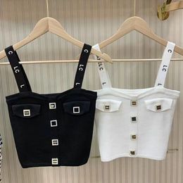 Camis Nieuwe Paris Brand Designer Damestanks 2c Letter Borduurwerk Top Sexy off Schouder Sling Tank Top Casual Sports Yoga Buitenhuls