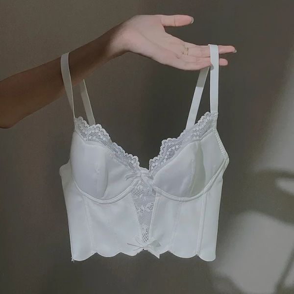 Camis sans anneau en acier, sous-vêtements ultra fins pour femmes avec une grande poitrine et une petite fermeture en dentelle Sexy pour les seins serrés des femmes