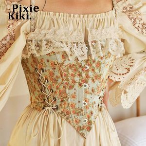 Camis PixieKiki Cottagecore Corsets floraux hauts femmes vêtements Vintage à bretelles dentelle garniture recadrée Cami ajusté boléro P85DB13