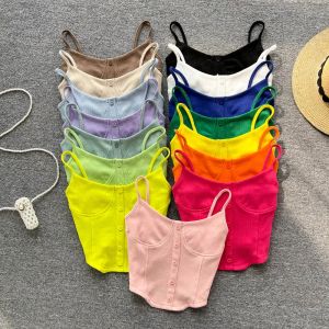 Camis Sexy Crop Tops Spaghetti Strap Tanks Top Women Off Bounder Sans manches et camis Camis Couleurs Camis pour femme Y2K Fashion