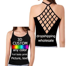 Camis UJWI DIY Custom 3D Gedrukt Dames Sexy Holle Vest Zomer Mode vrouwen Tank Tops Uw Foto Logo Aangepaste drop shipping