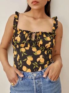 Camis Vintage Kleine Bloemenprint Meisje Hemdje Camis Vrouwen Zomer Corset Cross Laceup Bandage Tank Tops Meisje Sexy Slanke Crop top