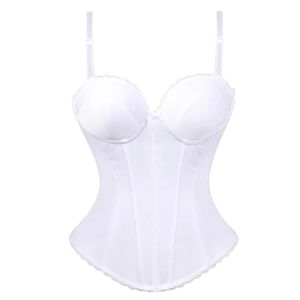 Camis White Wedding Band Corset Bustier Bridal Overbust Corsets Women ET met Cup Lingerie Taille Slanking Cincher Corset Outfit
