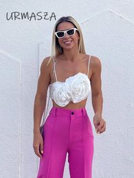 Camis femme 2022 printemps été nouvelle mode fleur en relief tricoté hauts courts Vintage fines bretelles femme Camis Chic hauts