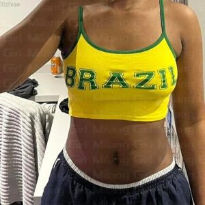 Camis Y2K Tshirt pour femmes Brésil ALPHABET PRINT TOP GOTHIQUE MIGLE LETTR GRAPHIQUE IMPRESSE CAMISOLE TOP VINTAGE PUNK GRUNG