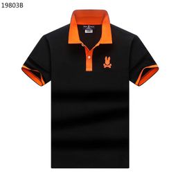 Camisa de alta calidad de conejo heren polos psychologisch konijntje t -shirt hemd button up shirt mannen ontwerpers schedel konijn hoogwaardige polo kraag korte mouwen shirts sorteren