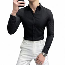 Camisas De Hombre grande taille Lg manches chemises élégantes pour hommes vêtements Busin décontracté formel hommes chemise sociale vêtements de travail vente Q5im #